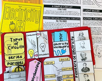 Modello per lapbook sull'elettricità Insegna passaggi di lettura sull'elettricità Poster sull'elettricità Circuiti Libro sulle attività sull'elettricità della scuola a domicilio