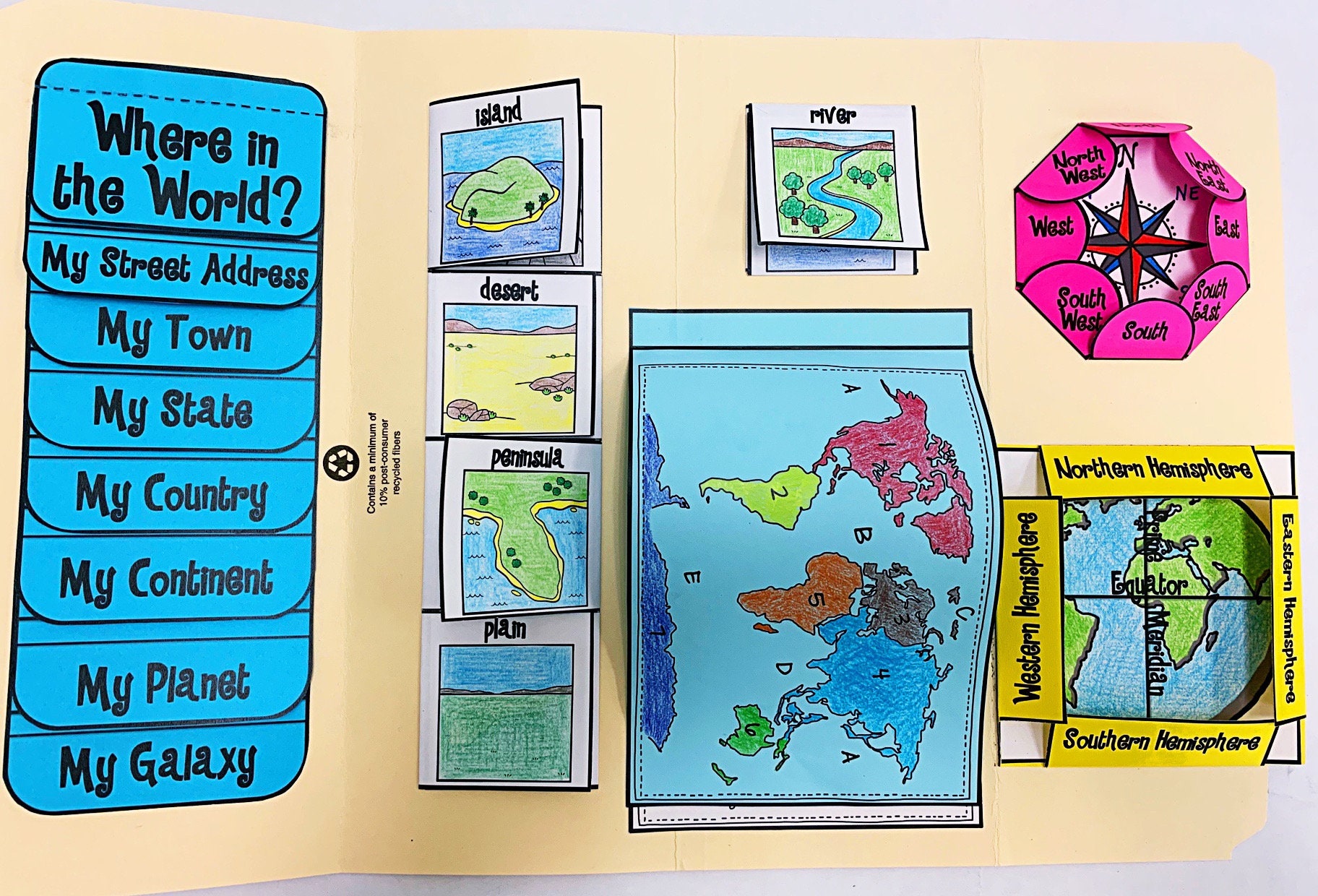 Geography Lapbook Teach Maps & Globes Geography Reading Etsy
