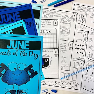 June Brain Teaser Challenging Puzzlers Homeschool Enrichment for Gifted Brain-Teaser Kids Printable Puzzles Challenge Gifted and Talented