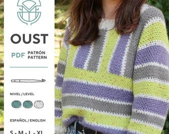 Suéter Oust: Patrón de crochet PDF [Inglés + Español]