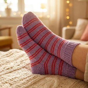Mönster för randiga sockor | Cuff Down, tysk kortvarig häl (PDF-nedladdning)