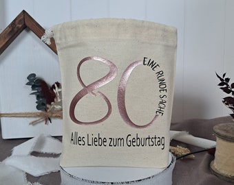 Gift for a woman's 80th birthday. Cash gift and light decoration in one. Any milestone birthday is possible. (10 to 100 freely selectable).