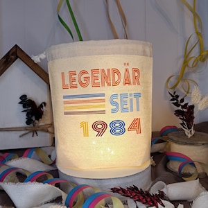 Beautiful souvenir for a 40th birthday. Light bag with year. Lantern ideal for a birthday. Great light decoration & money gift.