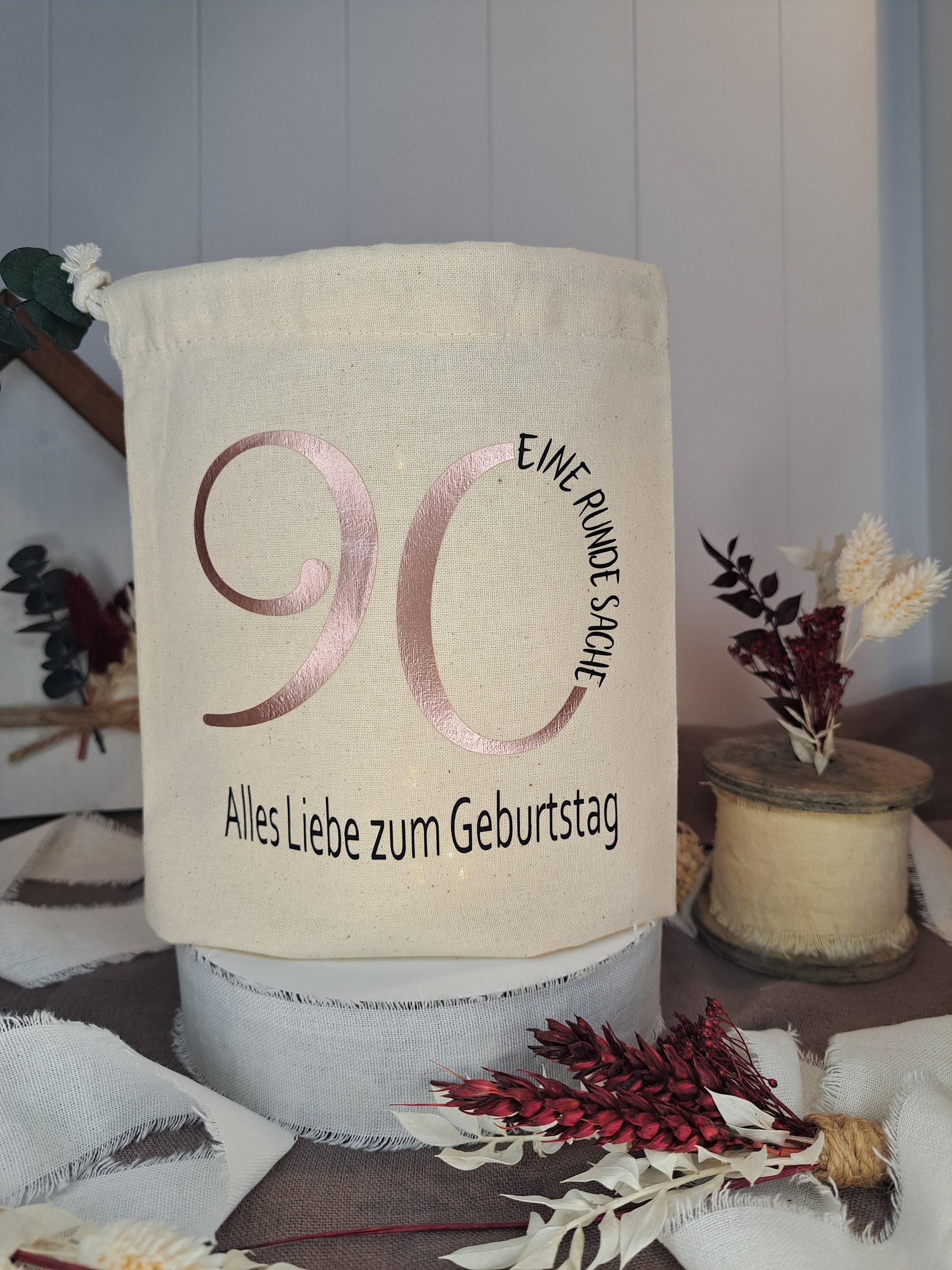 Geschenk zum 90. Geburtstag.Geschenkverpackung und tolle Licht-Deko in einem. Jeder runde Geburtstag ist möglich. (10 bis 100 frei wählbar)