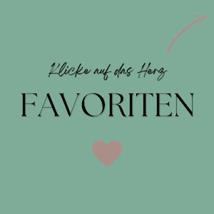 May include: A teal green background with the text "Click on the heart" and the word "FAVORITES" in black. A pink heart is at the bottom of the image.