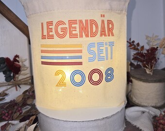 Gift idea for an 18th birthday. Table decoration, birthday table for an 18th birthday. Legendary since 2008. Light bag, light pouch, glow bag, party decoration