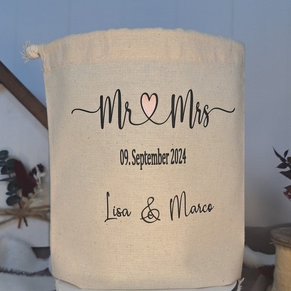 Mr & Mrs Geschenk Hochzeit| Windlicht- Lichttüte-Leuchtbeutel als personalisiertes Hochzeitsgeschenk| Geldgeschenk für das Brautpaar.