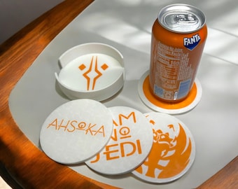 Ensemble de 4 sous-bocks inspirés d&#39;Ahoska Tano - Star Wars - sous-bocks Snips - Table basse