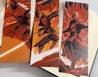 Bookmark Darth Maul Pack of 3- Art Display - Bookshelf Display - Star Wars Fan Art - Darth Maul - Darth - Dark side - Dathomir - Zabrak