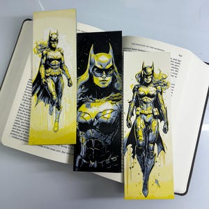 Bookmark Batgirl Fan Art Set of 3 - Bat - DC Heroine - 3D Printed Full-Color Design