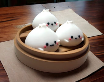 Adorable 3D-Printed Dim Sum Characters (Set of 3) - Kawaii Characters