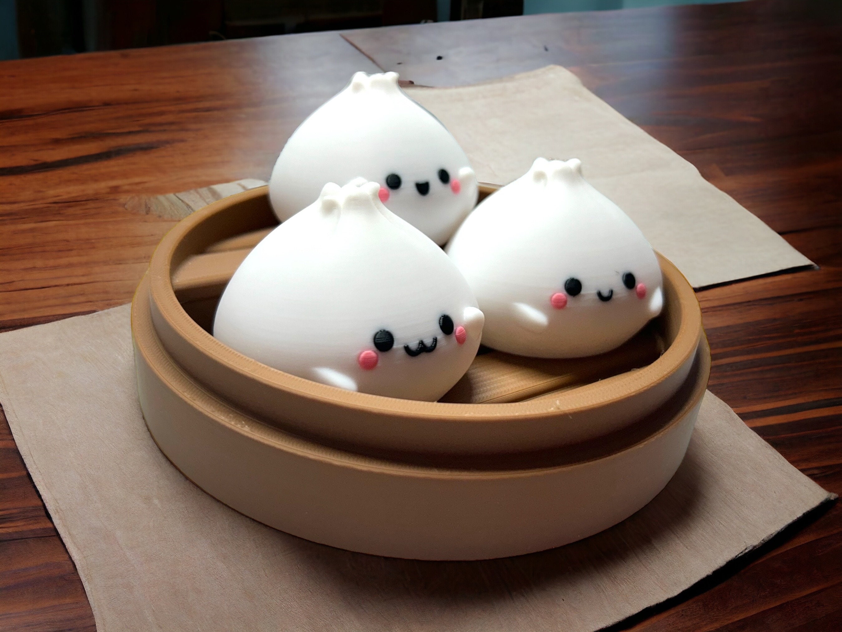Adorables personnages Dim Sum imprimés en 3D (Lot de 3) - Personnages kawaii