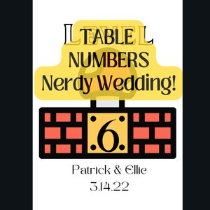 Gamer Hochzeit Tischnummern, personalisiert und SOFORT ZU DRUCKEN. 13x18, Gamer Hochzeit, Nerdy Hochzeit, Super Bros