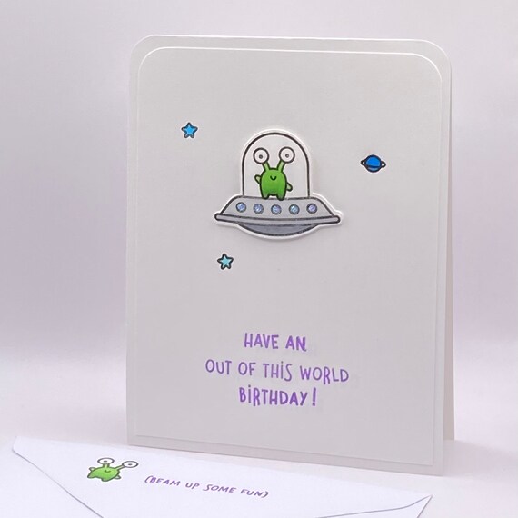 Out of this World Alien Birthday Cake Card Out of this World Alien Birthday Cake Card