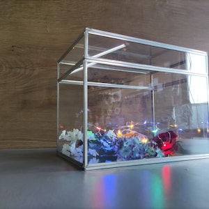 Glass organizer casket silver wedding glass box for envelopes
