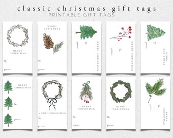 Etiqueta de regalo de Feliz Navidad minimalista imprimible - Etiqueta de regalo de Navidad clásica - Fiesta de Navidad - Favor - Etiqueta de regalo - Feliz Navidad moderna
