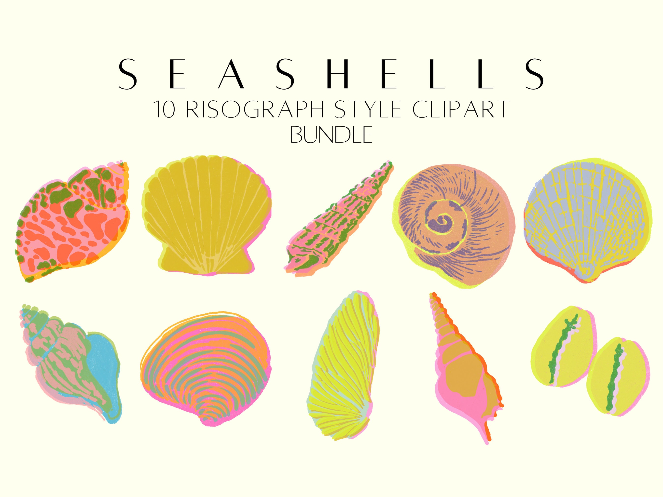 Seashell Clipart - Shells Clipart - Scallop Conch Clam Shells ...