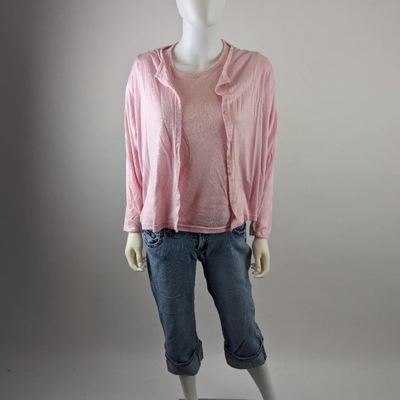 Vintage 80's Pink Sweater / Cardigan Set - L - image 1