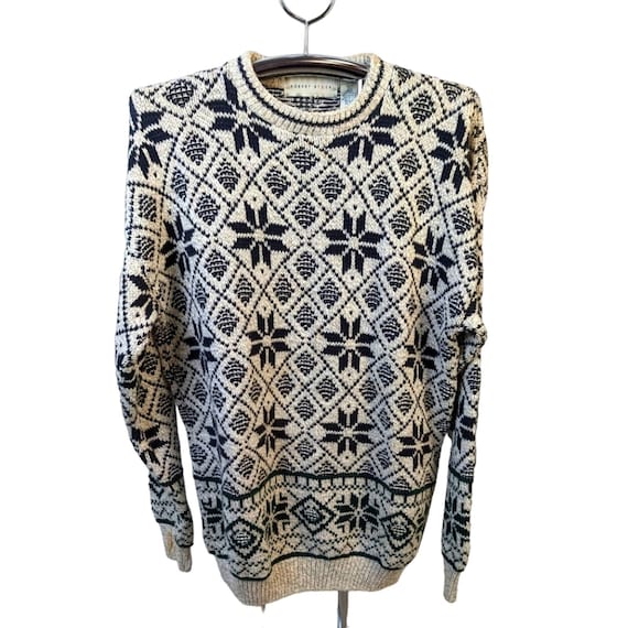 Vintage Fair Isle Snowflake Sweater - Large - image 1