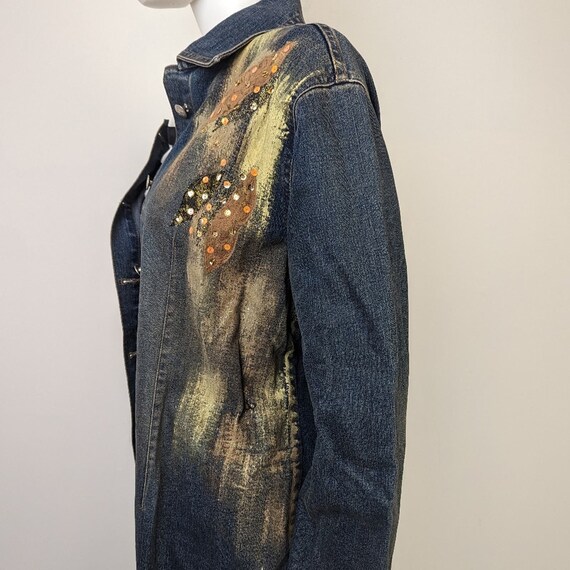 Vintage 80's T & J Hand Painted Jean Trench Coat - image 5