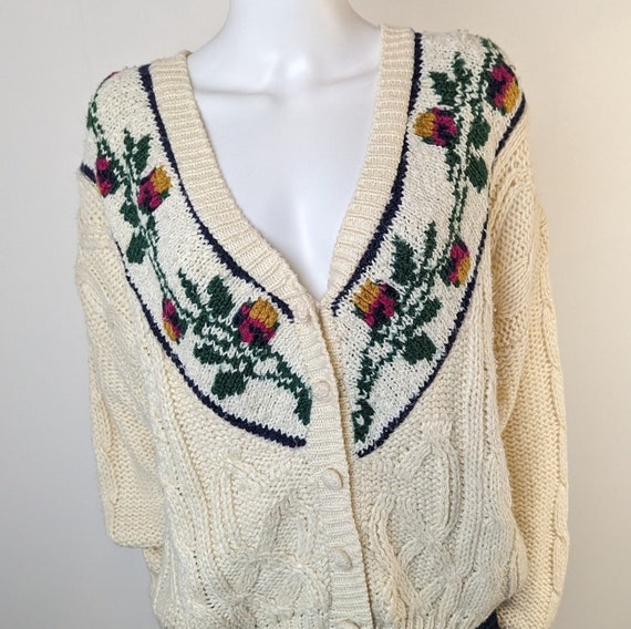 Vintage Ivy Wear Hand Knit Cottagecore Cardigan S… - image 5