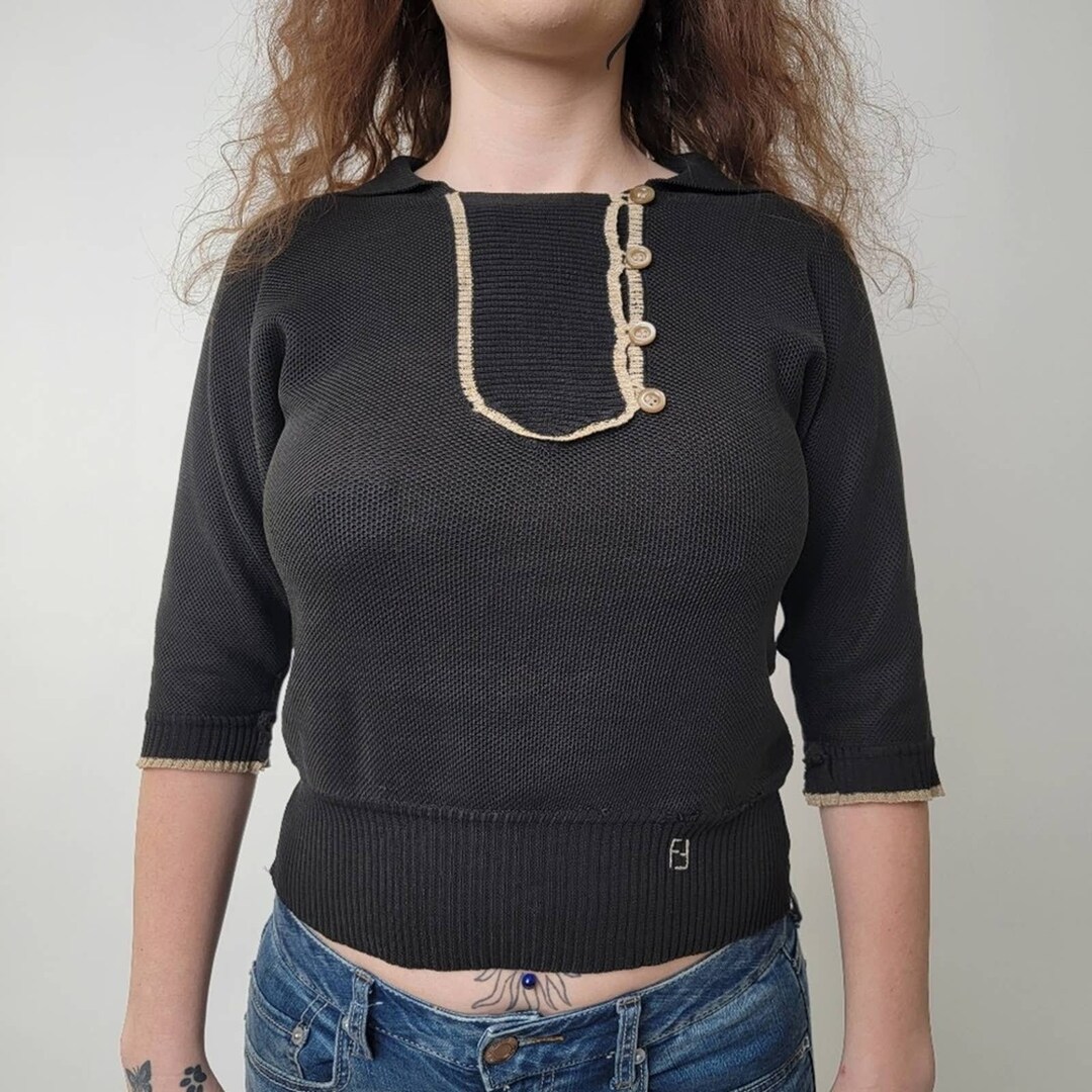 Vintage FENDI Embroidered Knit Sweater - 12 - Etsy Canada