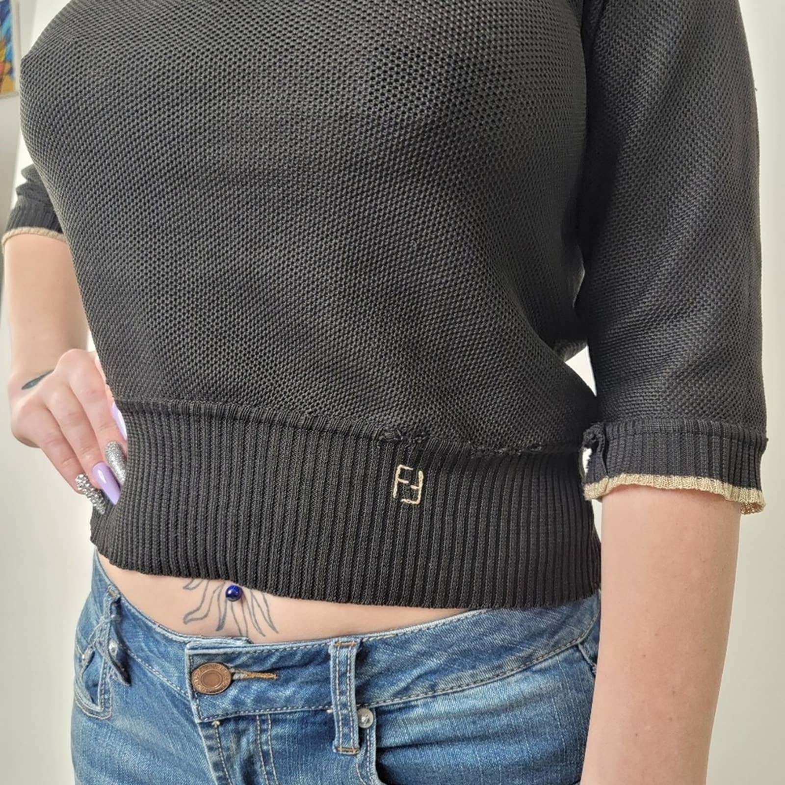 Vintage FENDI Embroidered Knit Sweater - 12 - Etsy Canada