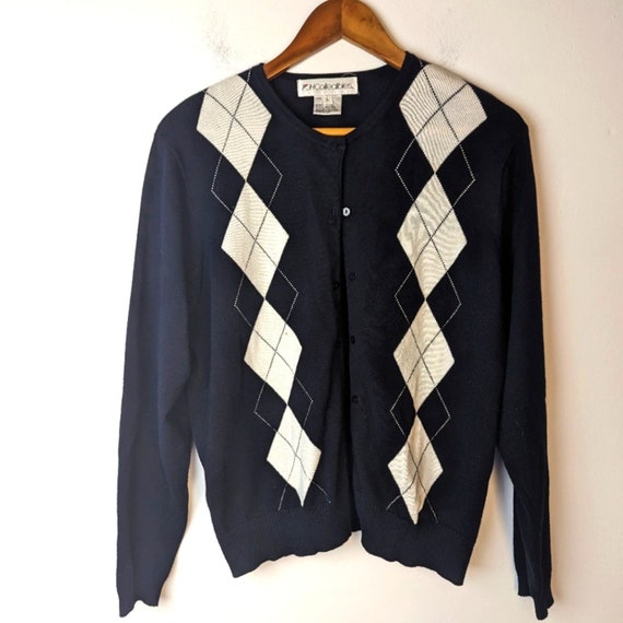 Vintage JH Collectibles Argyle Cardigan Sweater / 