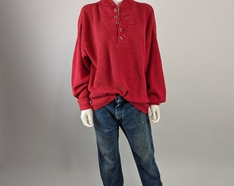 Land's End Red Knit Vintage Sweater L