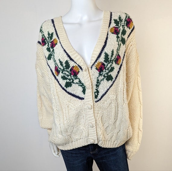 Vintage Ivy Wear Hand Knit Cottagecore Cardigan S… - image 1