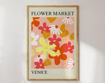 Flower Market Print, Aesthetic Wall Art, Digital Download Print, Posters Aesthetic, Trendy Wall Art, Pink Room Decor