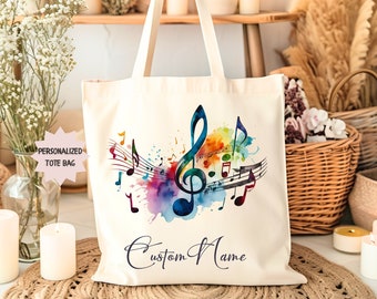 Cabas musique personnalisé, cabas piano, cabas musicien, cabas féministe, cadeau étudiant en musique, cadeau musique personnalisable professeur de piano