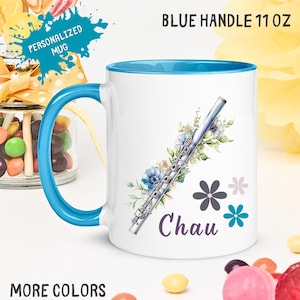 Personalized Name Flute Mug, Flute Teacher Mug, Music Student Gift For Music Lover, Music Teacher Mentor Appreciation Gift, Fathers Day Gift