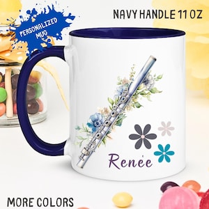 Personalized Name Flute Mug, Flute Teacher Mug, Music Student Gift For Music Lover, Music Teacher Mentor Appreciation Gift, Fathers Day Gift