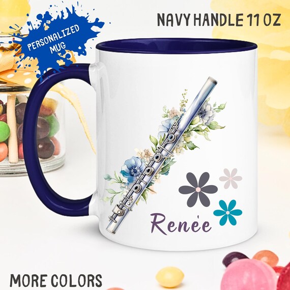 Personalized Name Flute Mug, Flute Teacher Mug, Music Student Gift