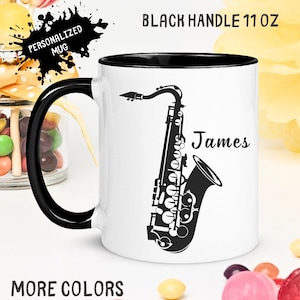 Personalized Saxophone Mug, Jazz Music Mug, Custom Musician Gift For Student, Sax Lover Cup, Band Teacher Present, Sax Player Coffee Mug