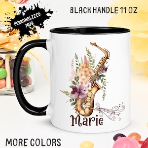 Saxophone Mug, Jazz MusicMug, Custom Mug Text Music Cup, Harp Teacher Mug, Music Student Adorable Cute Mug, Best Grandkids Gift For Singer