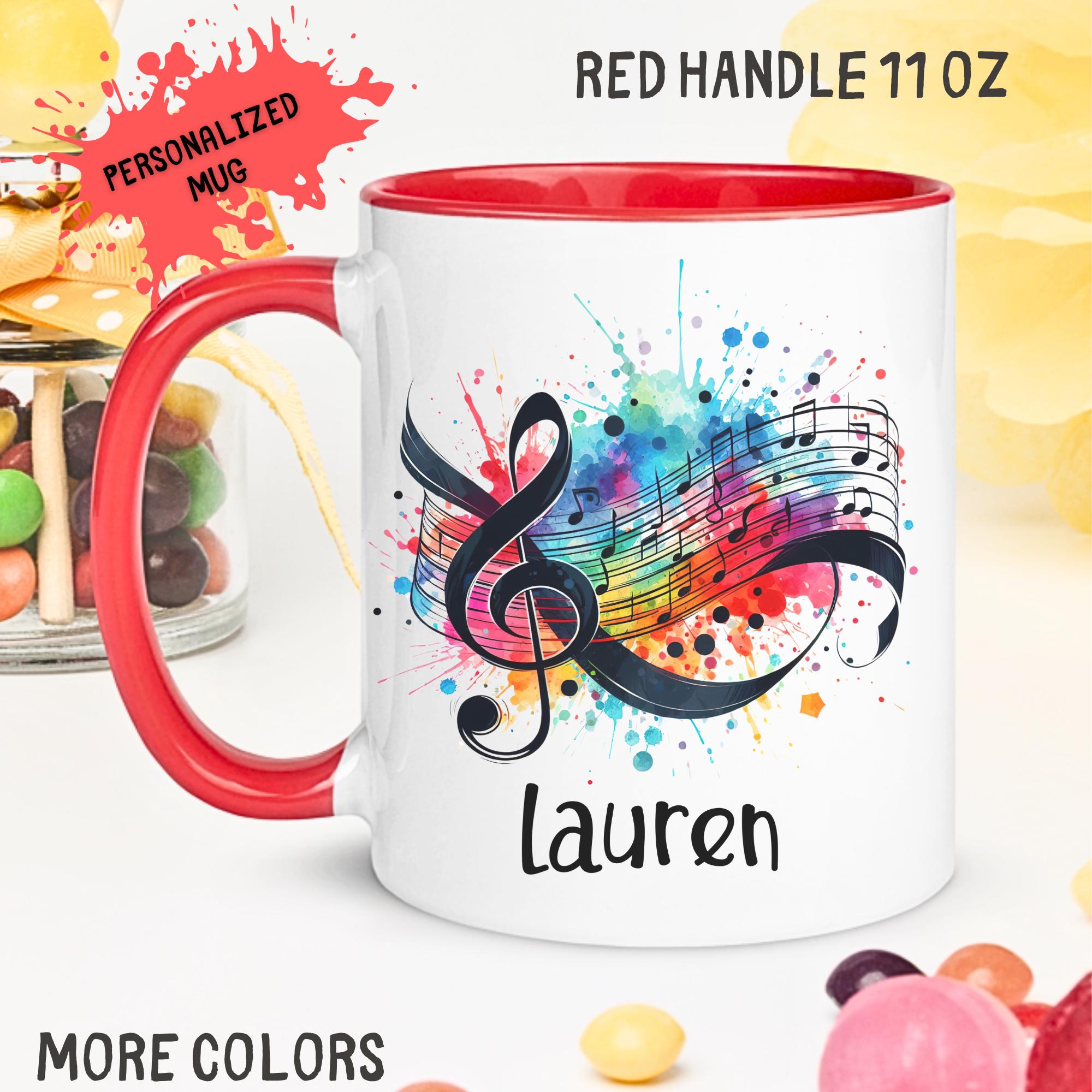 Musical Note Mug, Music Themed Student Mug, Custom Mug Text, Music ...