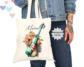 Personalized Violin Tote Bag: Music Lover Gift
