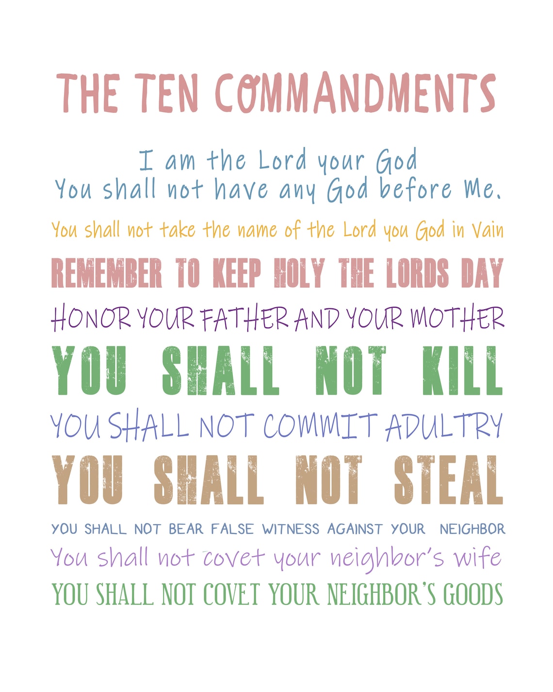 10 Commandments Printable/ Nursery Printable/ Classroom Printable/ Wall