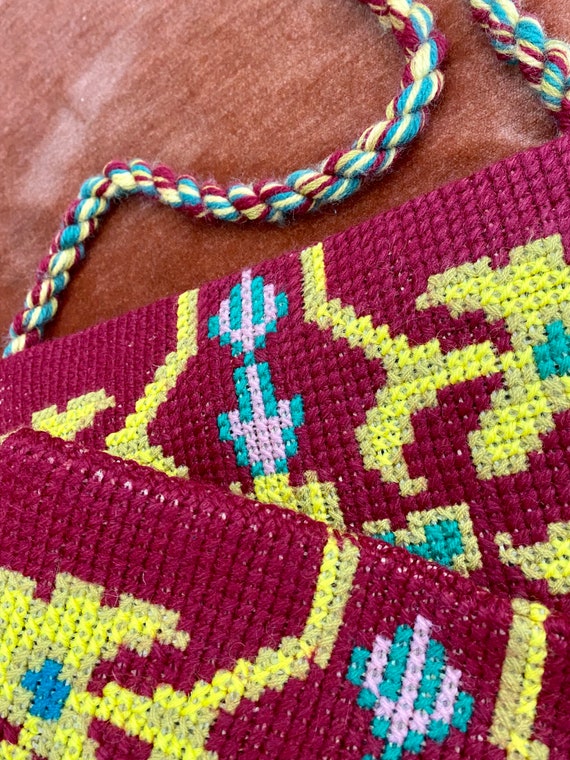 Vintage small woven bag, Folk art handmade little… - image 5