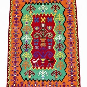Greek Laconia Old Rug – Handwoven Wool Tapestry from Geraki (Folk Art)