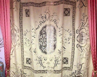 Aristocratic Antique Curtain - Vintage 1900s living room Luxury curtain - greek vintage valance - White Embroidery Curtain