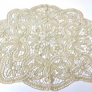 Bordado de renda antigo, toalha de mesa antiga feita à mão, rendas artesanais europeias