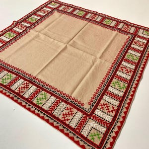 Vintage Hand Embroidered Table Cover, Handmade Embroidery Table Decor, Traditional folk arts