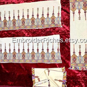Cretan Greek Set embroidery, handmade embroidered folklore Crete, vintage folk arts, traditional needlework Greece