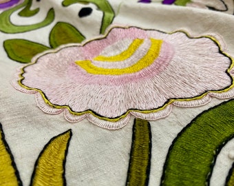 ヴィンテージのテーブルクロス刺繍、手作りの刺繍テーブルクロス