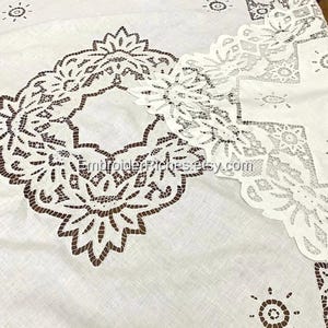 Luxurious Square Richelieu Cutwork Tablecloth – Hand‑Embroidered Lacy Linen (Vintage Fiber Art)