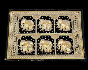 Burmese Kalaga Jeweled Wall Hanging – Hand‑Embroidered Ethnic Tapestry, 1990s