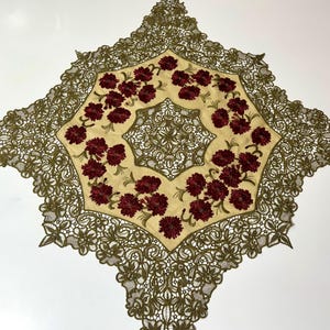 Handmade Lace Tablecloth – Baroque Embroidered Cover for Elegant Chateau Dining (French Cottage)